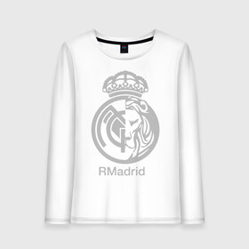 Женский лонгслив хлопок с принтом Real Madrid FC в Кировске, 100% хлопок |  | barcelona | club | creamy | fc | soccer | spanish | whites | барселона | белые | испанский | клуб | сливочные | фк | футбол | футбольный