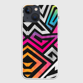Чехол для iPhone 13 mini с принтом GRAFFITY в Кировске,  |  | абстракция | геометрия | ломаные линии | неон | полоски | разноцветный принт | яркие цвета