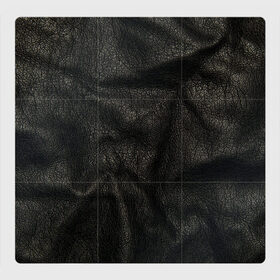 Магнитный плакат 3Х3 с принтом Черная кожа в Кировске, Полимерный материал с магнитным слоем | 9 деталей размером 9*9 см | Тематика изображения на принте: кожа | кожанка | косуха | рельеф | складки | текстура | черный