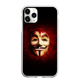 Чехол для iPhone 11 Pro Max матовый с принтом Кровавая маска в Кировске, Силикон |  | красный фон | кровь | лицо в крови | маска | маска в крови | популярная маска | розы