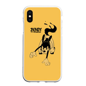 Чехол для iPhone XS Max матовый с принтом Bendy And The Ink Machine в Кировске, Силикон | Область печати: задняя сторона чехла, без боковых панелей | bendy | bendy and the ink machine | бенди | бени | бенни | бэнди | детская | детям | игра | капли | компьютерная игра | краска | машина | подтеки | ужастик | чернила | чернильная