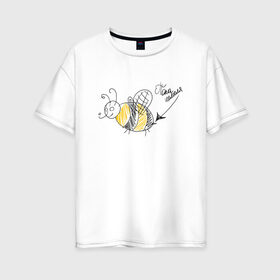 Женская футболка хлопок Oversize с принтом По па шмеля в Кировске, 100% хлопок | свободный крой, круглый ворот, спущенный рукав, длина до линии бедер
 | жара | лето | пчелы | солнце | шмели