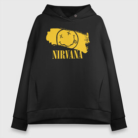 Женское худи Oversize хлопок с принтом Nirvana в Кировске, френч-терри — 70% хлопок, 30% полиэстер. Мягкий теплый начес внутри —100% хлопок | боковые карманы, эластичные манжеты и нижняя кромка, капюшон на магнитной кнопке | alternative rock | american | grunge | music | nirvana | rock | rock band | usa | альтернативный рок | американская | гранж | музыка | рок | рок группа | сша