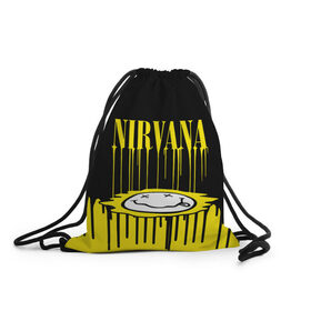 Рюкзак-мешок 3D с принтом NIRVANA в Кировске, 100% полиэстер | плотность ткани — 200 г/м2, размер — 35 х 45 см; лямки — толстые шнурки, застежка на шнуровке, без карманов и подкладки | 