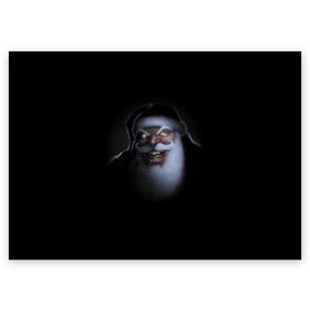 Поздравительная открытка с принтом Very bad Santa в Кировске, 100% бумага | плотность бумаги 280 г/м2, матовая, на обратной стороне линовка и место для марки
 | beard | jaw | moustache | new year | saliva | santa claus | teeth | борода | дед мороз | зубы | новый год | пасть | санта клаус | слюна | усы