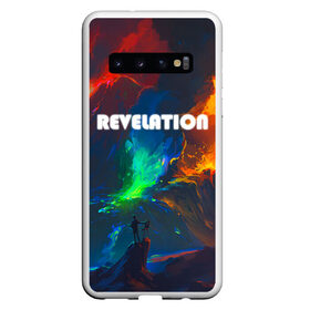 Чехол для Samsung Galaxy S10 с принтом REVELATION в Кировске, Силикон | Область печати: задняя сторона чехла, без боковых панелей | Тематика изображения на принте: апокалипсис | брызги красок | извержение вулкана | контраст | лава | неоновый краски | ночное небо | разные краски | эпичная иллюстрация