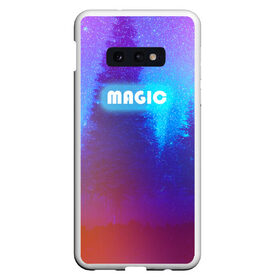 Чехол для Samsung S10E с принтом MAGIC в Кировске, Силикон | Область печати: задняя сторона чехла, без боковых панелей | Тематика изображения на принте: звездное небо | зимний вечер | неоновая надпись | ночное небо | снег