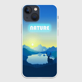 Чехол для iPhone 13 mini с принтом NATURE в Кировске,  |  | Тематика изображения на принте: горы | закат | лес | ночное небо | озеро в лесу | олень в лесу | природа | солнце