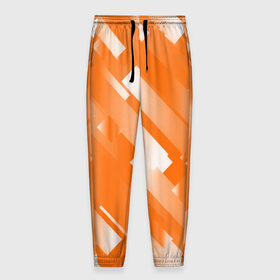 Мужские брюки 3D с принтом Оранжевый градиент в Кировске, 100% полиэстер | манжеты по низу, эластичный пояс регулируется шнурком, по бокам два кармана без застежек, внутренняя часть кармана из мелкой сетки | блеск | геометрия | градиент | линии | оранжевый | полосы
