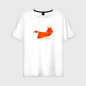 Женская футболка хлопок Oversize с принтом Рыжая лисичка в Кировске, 100% хлопок | свободный крой, круглый ворот, спущенный рукав, длина до линии бедер
 | лиса | лисичка | рыжая | рыжая лисичка