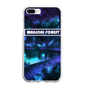 Чехол для iPhone 7Plus/8 Plus матовый с принтом MAGICAL FOREST в Кировске, Силикон | Область печати: задняя сторона чехла, без боковых панелей | звездное небо | магический лес | неоновая пыль | неоновые линии | озеро ночью | отражение в озере | светлячки в лесу