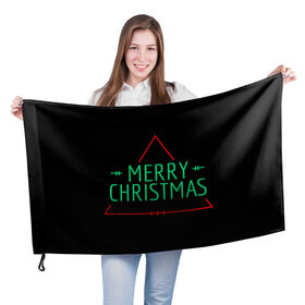 Флаг 3D с принтом merry christmas, рождество в Кировске, 100% полиэстер | плотность ткани — 95 г/м2, размер — 67 х 109 см. Принт наносится с одной стороны | 