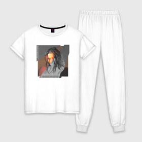 Женская пижама хлопок с принтом Лундмоен - Кривые зеркала в Кировске, 100% хлопок | брюки и футболка прямого кроя, без карманов, на брюках мягкая резинка на поясе и по низу штанин | Тематика изображения на принте: 
