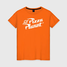 Женская футболка хлопок с принтом Pizza Planet в Кировске, 100% хлопок | прямой крой, круглый вырез горловины, длина до линии бедер, слегка спущенное плечо | pixar | pizza planet | toy story | vdzabma | история игрушек | пиксар