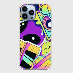 Чехол для iPhone 13 Pro Max с принтом Alien в Кировске,  |  | alien | art | emoticons | mushrooms | phone | planet | plaster | smartphone | smilies | stickers | ufo | арт | грибы | инопланетянин | нло | планета | пластырь | пришелец | смайлики | смайлы | смартфон | стикеры | телефон