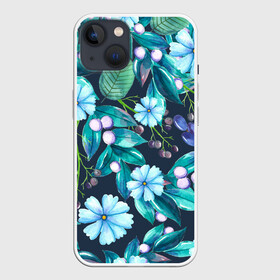 Чехол для iPhone 13 с принтом Васильки в Кировске,  |  | art | beautiful | blue | floral | flower | flowers | nature | plant | retro | romantic | spring | vintage | watercolor | василек | весна | прекрасное | природа | растение | синий | цветок