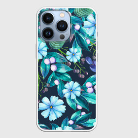 Чехол для iPhone 13 Pro с принтом Васильки в Кировске,  |  | art | beautiful | blue | floral | flower | flowers | nature | plant | retro | romantic | spring | vintage | watercolor | василек | весна | прекрасное | природа | растение | синий | цветок