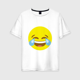 Женская футболка хлопок Oversize с принтом Эмоджи смех в Кировске, 100% хлопок | свободный крой, круглый ворот, спущенный рукав, длина до линии бедер
 | cursed | emoji | ржака | смайл | смех | эмодзи