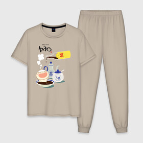 Мужская пижама хлопок с принтом Bao в Кировске, 100% хлопок | брюки и футболка прямого кроя, без карманов, на брюках мягкая резинка на поясе и по низу штанин
 | Тематика изображения на принте: bao | pixar | vdzabma | бао | пиксар