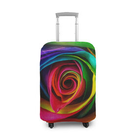 Чехол для чемодана 3D с принтом роза, лепестки, разноцветный, в Кировске, 86% полиэфир, 14% спандекс | двустороннее нанесение принта, прорези для ручек и колес | 