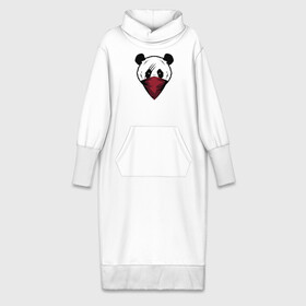 Платье удлиненное хлопок с принтом Панда со шрамом в Кировске,  |  | злая панда | панда | панда бандана | панда бандит | панда в бандана | панда со шрамом | панда шрам