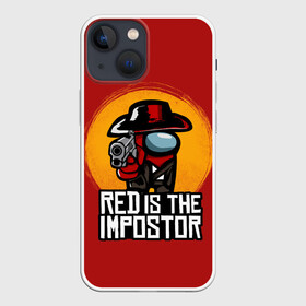 Чехол для iPhone 13 mini с принтом Red Is The Impostor в Кировске,  |  | Тематика изображения на принте: among | among us | crewmate | dead | game | impistor | red | redemption | space | us | vote | выживший | игра | космос | красный | невиновный | предатель | самозванец