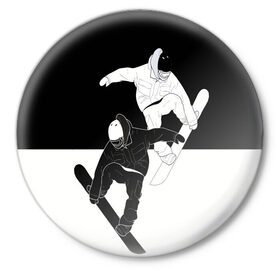 Значок с принтом Сноубордисты в Кировске,  металл | круглая форма, металлическая застежка в виде булавки | snowboard | snowboarding | sport | борд | горнолыжник | горнолыжный | инь янь | с | с сноубордистами | с сноубордистом | сноуборд | сноубординг | сноубордисты | со сноубордом | спорт | феншуй | экстремальный спорт