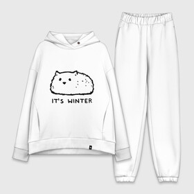 Женский костюм хлопок Oversize с принтом Its winter это зима в Кировске,  |  | 2020 | 2021 | cat | winter | армия | зима | зима близко | кавай | кавайные | киска | киски | кот | котенок | котики | коты | коты мемы | котята | кошечка | кошка | кошки и коты | мем | мемы | новый год | с котами