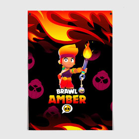 Постер с принтом BRAWL STARS AMBER. в Кировске, 100% бумага
 | бумага, плотность 150 мг. Матовая, но за счет высокого коэффициента гладкости имеет небольшой блеск и дает на свету блики, но в отличии от глянцевой бумаги не покрыта лаком | 8 bit | amber | brawl stars | colette | crow | gale | leon | max | mecha | mecha crow | mr.p | sally leon | shark | tara | virus 8 bit | werewolf leon | акула | амбер | берли | бравл старс | ворон | коллет | макс | оборотень