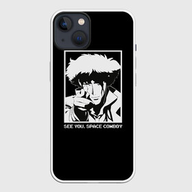 Чехол для iPhone 13 с принтом Увидимся, ковбой в Кировске,  |  | cowboy bebop | edward | ein | faye valentine | jet black | julia | see you space | spiegel | spike | vicious | бибоп | бэнг | валентштайн | джет блэк | киберпанк | ковбой | космический | манга | ретро аниме | спайк | спигель | увидимся | фей | 