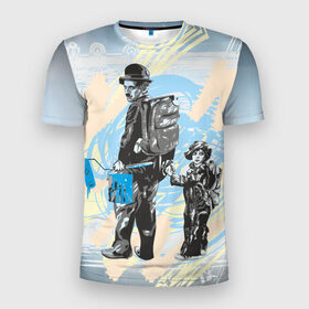 Мужская футболка 3D спортивная с принтом Чарли в Кировске, 100% полиэстер с улучшенными характеристиками | приталенный силуэт, круглая горловина, широкие плечи, сужается к линии бедра | art | арт | графика | колор | чарли чаплин