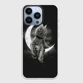Чехол для iPhone 13 Pro с принтом Котик на луне в Кировске,  |  | cat | likee | tik tok | астронавт | вселенная | галактика | грозовой кошак | дым | звезда | космос | кот | кот в космосе | кот на луне | котик | кошак | кошечка | кошка | лайки | луна | милый кот | мур | мяу | облако