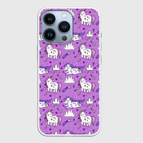 Чехол для iPhone 13 Pro с принтом Unicorn pattern в Кировске,  |  | cloud | heart | hoofs | horn | mane | pattern | star | tail | unicorn | грива | единорог | звезда | копыта | облако | рог | сердце | узор | хвост