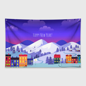 Флаг-баннер с принтом Зимние каникулы в Кировске, 100% полиэстер | размер 67 х 109 см, плотность ткани — 95 г/м2; по краям флага есть четыре люверса для крепления | 