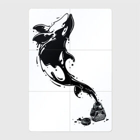 Магнитный плакат 2Х3 с принтом Чернильная касатка в Кировске, Полимерный материал с магнитным слоем | 6 деталей размером 9*9 см | арт | белый | капли | капля | касатка | рисунок | чернила | чернильный рисунок | чёрный