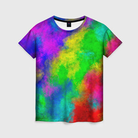 Женская футболка 3D с принтом Multicolored в Кировске, 100% полиэфир ( синтетическое хлопкоподобное полотно) | прямой крой, круглый вырез горловины, длина до линии бедер | abstract | colorful | holi | neon | pattern | rainbow | texture | абстракция | граффити | дым | искусство | кислота | кислотный | краска | красочный | микс | неоновый | облака | радуга | радужный | текстура | туман | узор | холи