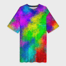 Платье-футболка 3D с принтом Multicolored в Кировске,  |  | abstract | colorful | holi | neon | pattern | rainbow | texture | абстракция | граффити | дым | искусство | кислота | кислотный | краска | красочный | микс | неоновый | облака | радуга | радужный | текстура | туман | узор | холи