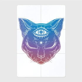 Магнитный плакат 2Х3 с принтом Просветлённый кот в Кировске, Полимерный материал с магнитным слоем | 6 деталей размером 9*9 см | арт | глаз | градиент | кот | кошка | мудрость | просветлённый | рисунок | третий глаз