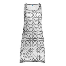 Платье-майка 3D с принтом Геометрический узор в Кировске, 100% полиэстер | полуприлегающий силуэт, широкие бретели, круглый вырез горловины, удлиненный подол сзади. | lines | parallel | rhombus | square | квадрат | линии | параллели | ромб