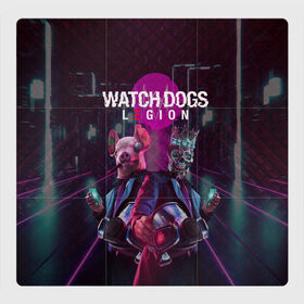 Магнитный плакат 3Х3 с принтом Watch Dogs: Legion в Кировске, Полимерный материал с магнитным слоем | 9 деталей размером 9*9 см | будущее | киберпанк | маски | череп