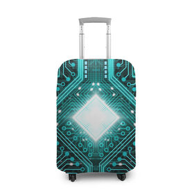 Чехол для чемодана 3D с принтом Схема в Кировске, 86% полиэфир, 14% спандекс | двустороннее нанесение принта, прорези для ручек и колес | background | board | chip | circuit | processor | texture | плата | процессор | схема | текстура | фон | чип
