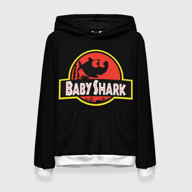 Женская толстовка 3D с принтом Baby Shark в Кировске, 100% полиэстер  | двухслойный капюшон со шнурком для регулировки, мягкие манжеты на рукавах и по низу толстовки, спереди карман-кенгуру с мягким внутренним слоем. | Тематика изображения на принте: baby | brother | dady | mummy | ocean | sea | shark | sister | youtube | акула | акуленок | анимация | бабушка | брат | дедушка | клип | мама | море | мульт | мультфильм | океан | папа | сестра | ютуб