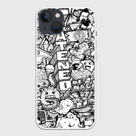 Чехол для iPhone 13 с принтом Doodle граффити в Кировске,  |  | doodle | graffiti | граффити | дудл | чб