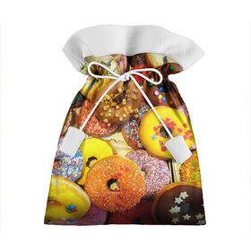 Подарочный 3D мешок с принтом Сладкие пончики в Кировске, 100% полиэстер | Размер: 29*39 см | Тематика изображения на принте: еда | пончики | сладости | цветной | яркий