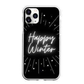 Чехол для iPhone 11 Pro Max матовый с принтом Happy Winter в Кировске, Силикон |  | happy | winte | звезды | зима | небо | снег | черно белый | черный