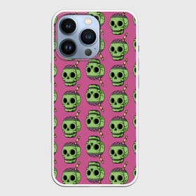 Чехол для iPhone 13 Pro с принтом Pattern в Кировске,  |  | brain | jaw | orbits | pattern | skull | straw | глазницы | мозг | пасть | трубочка | узор | череп