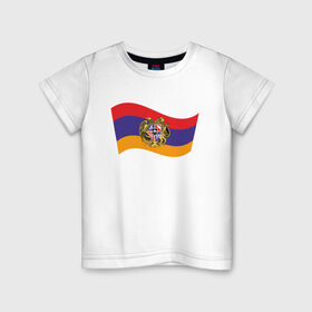 Детская футболка хлопок с принтом Армения в Кировске, 100% хлопок | круглый вырез горловины, полуприлегающий силуэт, длина до линии бедер | armenia | арарат | армения | армянин | герб | горы | гранат | лев | орнамент | снг | ссср | страна | узор | флаг | шашлык