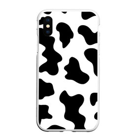 Чехол для iPhone XS Max матовый с принтом Му-му в Кировске, Силикон | Область печати: задняя сторона чехла, без боковых панелей | абстракция | бык | кожа коровы | корова | му му | пятна | черно белое | черно белые пятна