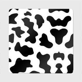Магнит виниловый Квадрат с принтом Му-му в Кировске, полимерный материал с магнитным слоем | размер 9*9 см, закругленные углы | абстракция | бык | кожа коровы | корова | му му | пятна | черно белое | черно белые пятна