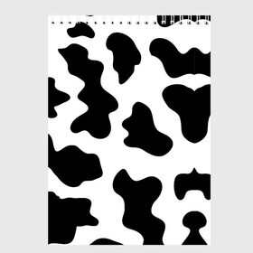Скетчбук с принтом Му-му в Кировске, 100% бумага
 | 48 листов, плотность листов — 100 г/м2, плотность картонной обложки — 250 г/м2. Листы скреплены сверху удобной пружинной спиралью | абстракция | бык | кожа коровы | корова | му му | пятна | черно белое | черно белые пятна
